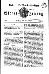 Wiener Zeitung 18161011 Seite: 1