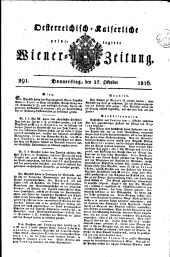 Wiener Zeitung 18161017 Seite: 1