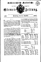 Wiener Zeitung 18161231 Seite: 1