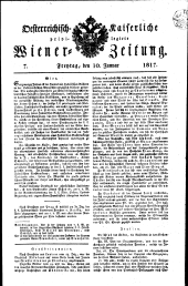 Wiener Zeitung 18170110 Seite: 1