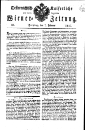 Wiener Zeitung 18170207 Seite: 1