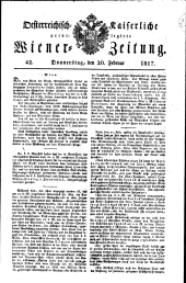 Wiener Zeitung 18170220 Seite: 1