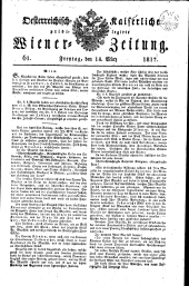 Wiener Zeitung 18170314 Seite: 1