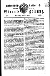 Wiener Zeitung 18170421 Seite: 1