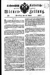 Wiener Zeitung 18170422 Seite: 1