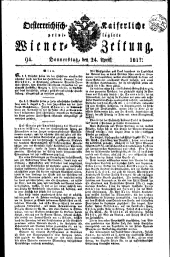 Wiener Zeitung 18170424 Seite: 1