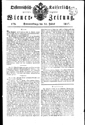 Wiener Zeitung 18170731 Seite: 1