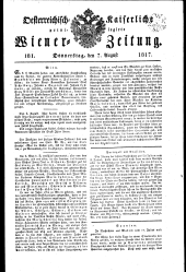 Wiener Zeitung 18170807 Seite: 1
