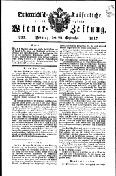 Wiener Zeitung 18170926 Seite: 1