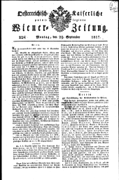 Wiener Zeitung 18170929 Seite: 1