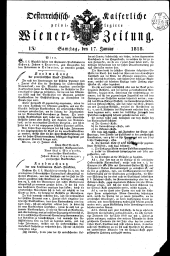 Wiener Zeitung 18180117 Seite: 1
