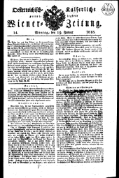 Wiener Zeitung 18180119 Seite: 1