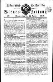 Wiener Zeitung 18180122 Seite: 1