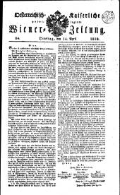 Wiener Zeitung 18180414 Seite: 1