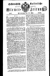 Wiener Zeitung 18180513 Seite: 1