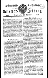 Wiener Zeitung 18180925 Seite: 1