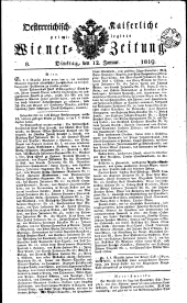 Wiener Zeitung 18190112 Seite: 1