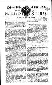 Wiener Zeitung 18190120 Seite: 1