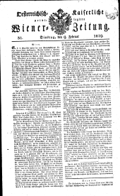 Wiener Zeitung 18190209 Seite: 1