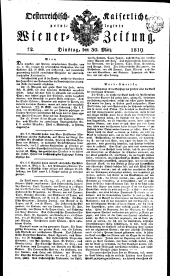 Wiener Zeitung 18190330 Seite: 1