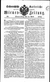 Wiener Zeitung 18190415 Seite: 1
