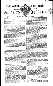 Wiener Zeitung 18190421 Seite: 1