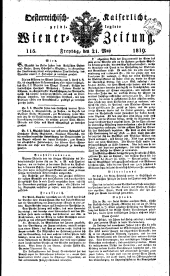Wiener Zeitung 18190521 Seite: 1