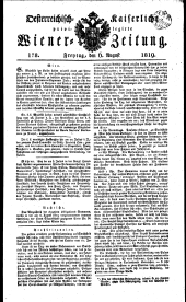 Wiener Zeitung 18190806 Seite: 1