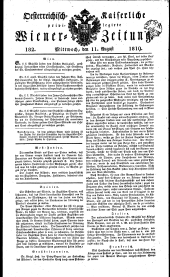 Wiener Zeitung 18190811 Seite: 1