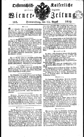 Wiener Zeitung 18190812 Seite: 1