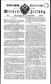 Wiener Zeitung 18190915 Seite: 1