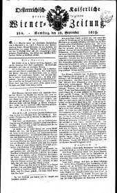Wiener Zeitung 18190918 Seite: 1