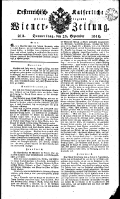 Wiener Zeitung 18190923 Seite: 1