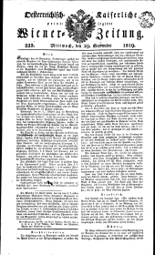 Wiener Zeitung 18190929 Seite: 1