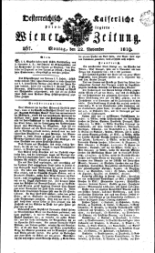 Wiener Zeitung 18191122 Seite: 1