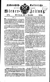 Wiener Zeitung 18191201 Seite: 1