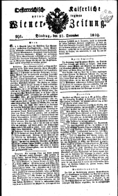 Wiener Zeitung 18191221 Seite: 1