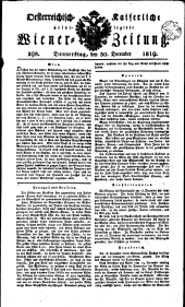 Wiener Zeitung 18191230 Seite: 1