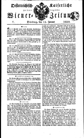 Wiener Zeitung 18200111 Seite: 1