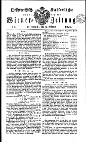 Wiener Zeitung 18200209 Seite: 1
