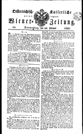 Wiener Zeitung 18200224 Seite: 1