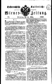 Wiener Zeitung 18200331 Seite: 1