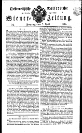 Wiener Zeitung 18200407 Seite: 1