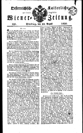 Wiener Zeitung 18200822 Seite: 1