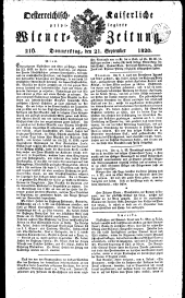 Wiener Zeitung 18200921 Seite: 1
