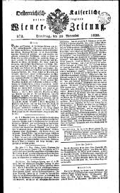 Wiener Zeitung 18201128 Seite: 1