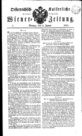 Wiener Zeitung 18210108 Seite: 1