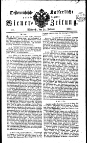 Wiener Zeitung 18210221 Seite: 1