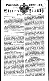 Wiener Zeitung 18210420 Seite: 1