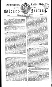 Wiener Zeitung 18210627 Seite: 1